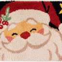 Arttown Christmas Winter Black Bath Mat for Bath Happy Santa Claus Fluffy Absorbent Microfiber Bathroom Mat Non-slip Water Absorbent Bath Rug Soft Washable Floor Rug for Tub Showers Laundry Room Decor