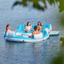 Intex 56299EP 145 x 125 x 20 Inch Splash N Chill Inflatable Lake and Pool Relaxation Island Lounger Seat for up to 7 Adults, Blue and White, 16.25 x 21 x 11.75"