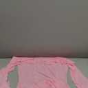 OYOANGLE Women's 2 Piece Off Shoulder Long Sleeve Ruffle Mesh Sheer Nightgowns with Thongs Babydoll Lingerie Set (Medium, Pink)