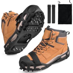 Ice Snow Traction Cleats for Shoes and Boots Non-Slip Crampon Snow Cleats for Winter Walking on Snow and Ice Boots Cleats for Men Women Walking Jogging Hiking