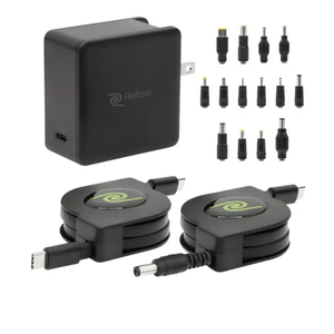 ReTrak 67 W Retractable Universal USB-C Laptop Charger with 14 Adapter Tips (ETCHGNBC65U) 6.6 FT