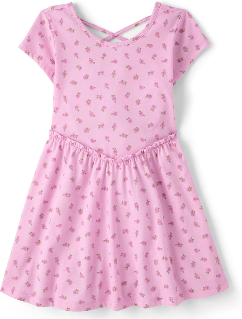 The Children's Place Girls' Plaid Stretch Jacquard Short Sleeve Dress, Small