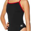 Speedo Womens Swimsuit One Piece Prolt Flyback Solid Adult Team Colors (32, Black/Red)