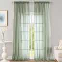 OWENIE Sage Green Sheer Curtains 108 Inches Long for Living Room Bedroom 2 Panels Set, Lightweight Airy Sage Green Sheer Curtain, Filmy Rod Pocket, 2 PCS, Each 59" W x 108" L