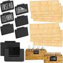 Talented Kitchen 8 Pack Metal Basket Labels Clip On Holders with 70 Household Labels for Storage Bins, Bin Clips Label Tags for Organizing Home, Bathroom, Linen Closet (Black)