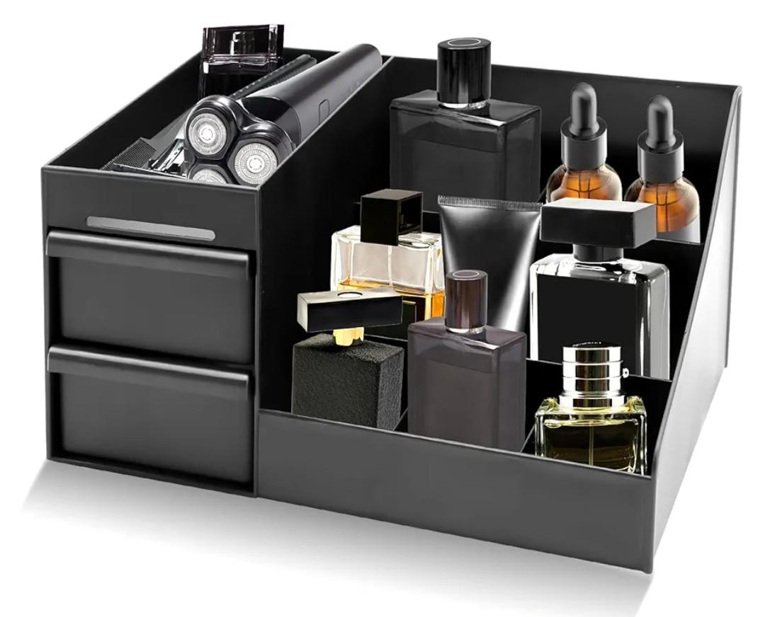 Cologne Organizer for Men, Perfume Stand Organizer, Dresser and Bathroom Organizers Countertop, Perfume Organizers for Mens Room Decor, Mens Bathroom Organizers and Storage, Cologne Shelf, Black