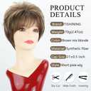 TISHINING Short Hair Wigs for White Women Brown Mix Blonde Highlights Pixie Cut Wig with Bangs Natural Layered Heat Synthetic Hair Wigs for Daily Party Use