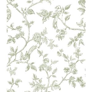 Orainege Vintage Floral Wallpaper Peel and Stick Wallpaper 16.9in118.1in Green and White Floral Contact Paper Flowers Birds Self Adhesive Decorative Wall Paper for Bathroom Bedroom Cabinets Removable