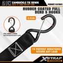 XSTRAP STANDARD Motorcycle Tie Down Straps (2 Pack) 3,000lb Break Strength, 1.5 in X 8FT Heavy-Duty Cambuckle Tie Down Set with S Hook and Soft Loops, Black