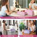 YOOLIFE Teacher Gifts for Women - Initial Make Up Bags for Women Teen Girls | Pink Makeup Bag Initial Cosmetic Bag Personalized Gifts for Mom Teacher Wife Girlfriend Sister Friend Birthday Pink T