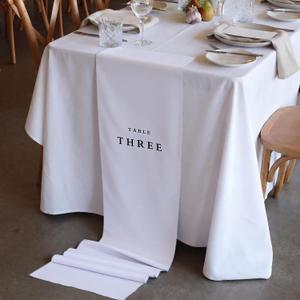 Chumia 10 Pcs Wedding Table Numbers 1-10 White Imitation Linen Modern Minimal Elegant Table Numbers Runner Decor for Reception Wedding Bridal Shower Anniversary Party Events, Machine Washable