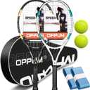 2-Pack Adult Tennis Rackets, 105 Sq Inch Oversized Head Pre-Strung for Beginners and Intermediate, Arm Friendly Vibration Control Set with Bag and Balls, 27"