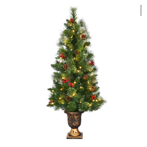  4-ft Pre-lit Slim Artificial Christmas Tree with White LED Lights