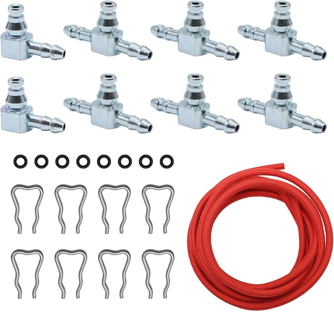 Diesel Fuel Injector Return Line Rail Kit Replacement For CHEVY GMC 2500 3500 6.6L LLY LBZ LMM DURAMAX ENGINES, 97328733 98062291 Return Connector Return Connector O-rings Retaining Clips