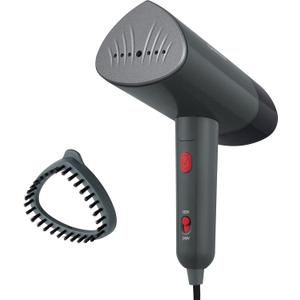 Sunbeam 1520W Handheld Steamer for Clothes, Portable, Foldable, Travel Steamer, Dual Voltage 120/240, Non-Stick, High and Low Steam Setting, 25s Heat Up, 140ml Tank, Bristle Brush, Storage Bag, Black (One Size)