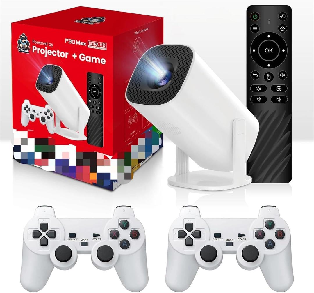 P30 MAX Projector With 2 gamepads Android 11 Wifi6 BT Home Theater Office Outdoor Smart Portable 4K HD Projector35000+Games