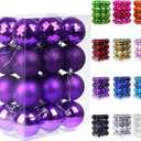 Emopeak 24Pcs Christmas Balls Ornaments for Xmas Christmas Tree - 4 Style Shatterproof Christmas Tree Decorations Hanging Ball for Holiday Wedding Party Decoration (Purple, 2.4"/6.2CM)