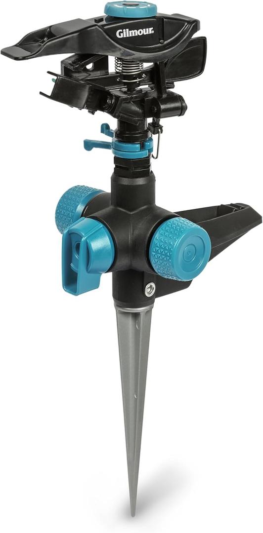 Gilmour Heavy Duty Circular Water Sprinkler with Spike Base, Rotating Sprinkler Head with Adjustable Spray Pattern, Lawn Sprinkler for 5800 Sq Ft Coverage
