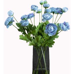 Artificial Silk Flowers Ranunculus Fake Flower 5 Pcs,Suitable for core Decoration,Wedding Floral Creation,Flower Arrangement DIY Project,Interior DecorBlue