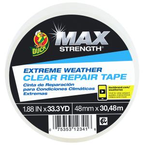 Duck Brand All Weather Indoor/Outdoor Repair Tape, Weatherproofing, Clear & UV Resistant, 1.88-Inch x 33.3-Yards, Single Roll, 281230
