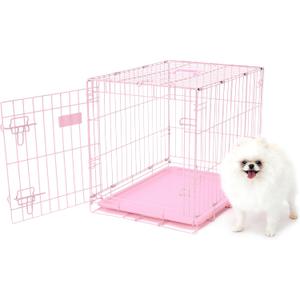 Carlson Pink Secure and Compact Single Door Metal Dog Crate, Small (24.0"L x 20.5"W x 18.0"H)