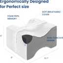 Knee Pillow for Side Sleepers,Knee Pillow,Leg Pillow for Side Sleeping,Hip Pain and Smooth Spine Alignment Pillows,Memory Foam Ergonomic and with Cover and Removable Straps,White/Gray (10.7"x8"x6")