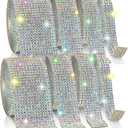 Rhinestone Ribbon Self Adhesive, 8-Yard Bedazzling Strips, 8-Rolls Rhinestone Strips for DIY Craft, Rhinestones for Crafting, Home Decor and Special Events, 4/6/8/14 Rows AB Crystal