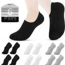2 x VOROLO No Show Socks for Womens,Low Cut Ankle Non Slip Flat Boat Invisible Liner Cushion Athletic Socks (Black)