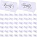 50 Pcs Small Reserved Signs for Wedding, 3.94x3.54 Inches White Tented Place Cards Double Sided Reserved Table Signs Seating Sign for Parties Reception
