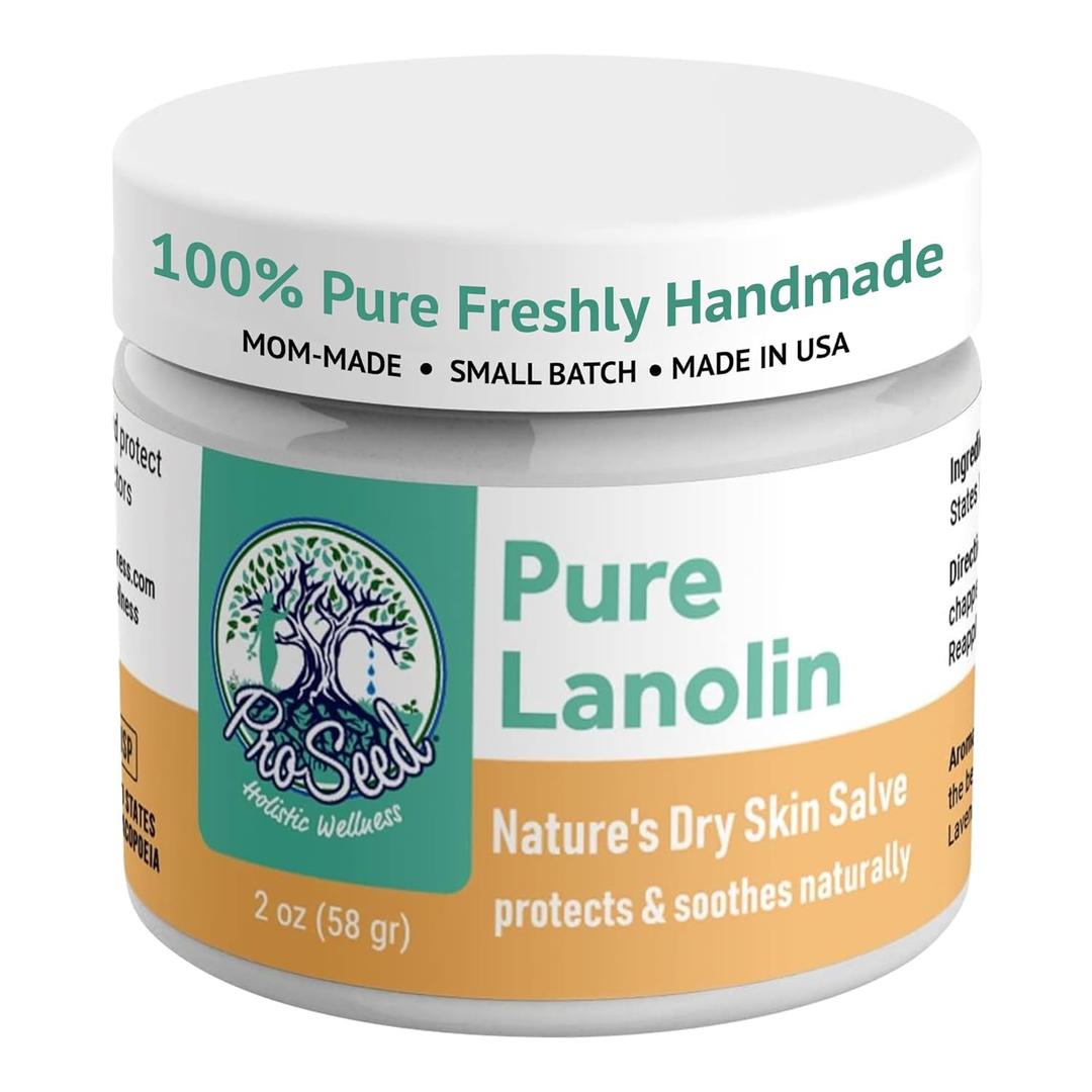 100% Pure Lanolin, Handmade in USA, Unrefined Balm, Dry & Itchy Skin, Cracked Lips, Breastfeeding, Nipple Cream, Baby Care, Moisture-Rich, Nursing Essentials & Petroleum-Free, for Hands, Face & Body (2 Ounce)