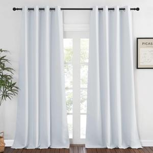 NICETOWN Room Darkening Curtain Window Panel - (Greyish White Color) Solid Thermal Insulated Drape/Drapery for Bedroom,52x95 inches, 1 Pack
