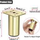 BSTKEY 4Pcs 3 Inch Aluminum Alloy Furniture Cabinet Legs - Adjustable Replacement Legs for Furniture Cabinet Foot Legs Sofa Bed Desk Table Feet Support, Gold