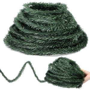 Jutom 100 Ft 0.98 Inch Christmas Miniature Artificial Pine Garlands Mini Pine Greenery Roping Garlands Mini Thin Wired Stems for Christmas Crafts Holiday Outdoor Decor (Green)