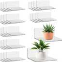 Haploon 30 Pcs Small Acrylic Floating Shelves Bulk for Wall 4 Inch Wall Mounted Shelves Invisible, L-Shaped Clear Acrylic Shelf for Bedroom, Bathroom, Living Room, Office