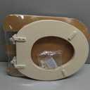Mayfair Padded Toilet Seat, Cushioned Soft Vinyl over Wood Core Seat, Secure Hinges, Easy Clean, Made in USA, Round, Bone