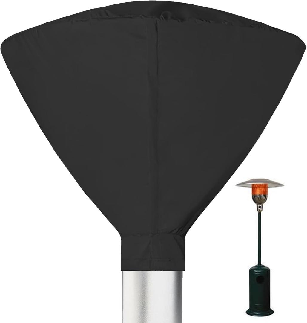Hoypeyfiy 34 inch Patio Heater Cover with Zipper and Storage Bag Waterproof Outdoor Round 34"D Heater Top Cover, Dustproof and UV-Resistant (Black)