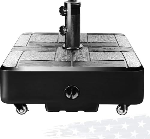 FRUITEAM Umbrella Base with Wheels, 100 LBS Heavy Duty Patio Umbrella Stand, Fillable Weighted Umbrella Base Holder for Patio, Deck, Poolside, Rust-Resistant and Windproof Design - Black