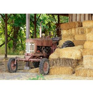 BELECO 7x5ft Fabric Farm Barn Haystack Backdrop Countryside Old Tractor Hay Bales Fall Harvest Photography Background Autumn Themed Party Decoration Kids Adults Portrait Shooting Studio Props