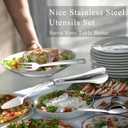 6 PCS Stainless Steel Serving Utensils, 10 Inch Serving Spoons for Buffet Large Hosting Metal Spoons, Silverware Set Tongs for Serving Food Parties Catering