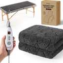 Bearhug Massage Table Warmer Heating Pad 30” x 71”, Dark Grey Sherpa Wool Electric Heating Pad with 1-9 Hours & 10 Heating Levels, LED Controller, Machine Washable