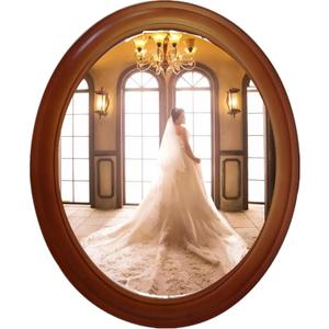 Oval Picture Frames,Oval Wood Picture Frame Wooden Wall Hanging Picture Frames for Home Office Wall Dcor (Brown, 10 inch)