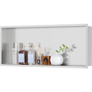 Neodrain 30X12Inch Recessed Brushed Shower Niche, Stainless Steel Bathroom Wall Niche NO Tile Needed Shower Cabinet Cubby for Bathroom Storage Built-in Wall