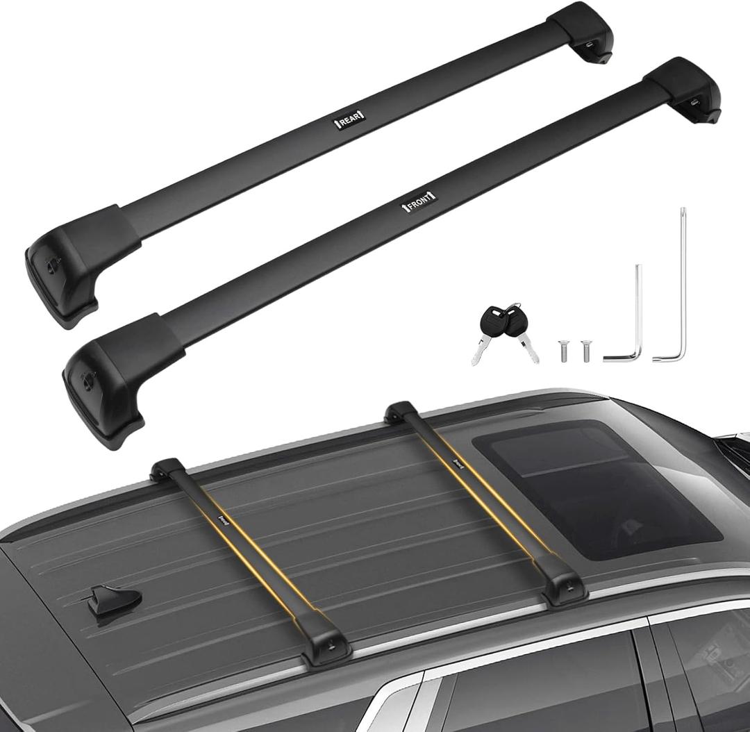 Powerty Roof Rack Cross Bars for 2019-2023 Hyundai Santa Fe & Santa Fe Hybrid Accessories with Flush Side Rails, 268 LBS Heavy Duty Anti-Theft Lockable Roof Rails Crossbars Luggage Racks