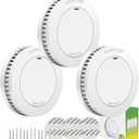 Rundur Fire Alarm 10-Year Battery Fire Detector 3.5-Inch Mini Sleek Design with Test/Silent Button Photoelectric Smoke Alarm Can be drilled Fixed fire detectors for Home (3 Piece)