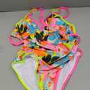 popvil Women's One Piece 2025 Tummy Control Swimsuits Neon Color Block Swimwear Deep V Neck Slimming Bathing Suit (Large, Blue Floral)