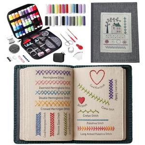 2026 Upgraded Embroidery Stitch Book Kit, Cross Stitch Kits, 106 Patterns with Tools & Tutorials, 86 PCS Beginner Embroidery Kit,Portable Embroidery Kit,For Adults & DIY Craft Lovers.