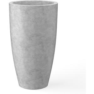 Kante 23.6" H Natural Concrete Finish Concrete Tall Planters Large Outdoor Indoor Decorative Plant Pots with Drainage Hole and Rubber Plug, Modern Tapered Style for Home and Garden
