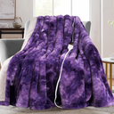 MAXEVE Electric Heated Throw Rabbit Faux Fur Blanket with 8 Heating Levels & 8H Auto Off, Fast Heating Warm Cozy Sherpa Washable Electric Blanket with OverHeat Protection, ETL Certification, Purple