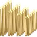 Rossesay 48 Pcs Flameless LED Taper Candles Battery Operated Candles 4 Sizes of 8.5'', 9.65'', 10.83'', 12.8'' Flameless Candlesticks Flickering for Halloween Christmas Church Wedding(Golden)