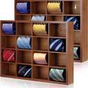Wesiti Tie Box Organizer Wall Mounted Tie Rack with 16 Compartments Bamboo Belt Holder for Men Scarf Necktie Home Wall Closet(Dark Brown Color,2 Piece)